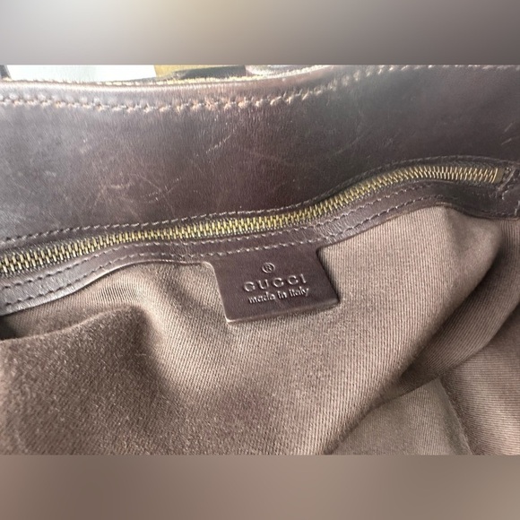 Gucci GG canvas tote bag handbag leather beige brown straps and bottom in EUC - Picture 9 of 9